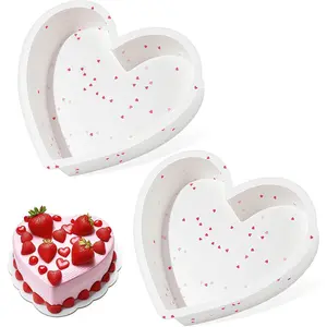 2P 10 Inch Silicone Heart Shaped Cake Pans, Nonstick Cake Pan, BPA Free Silicone Heart Cake Baking Mold for Oven Dishwasher Safe