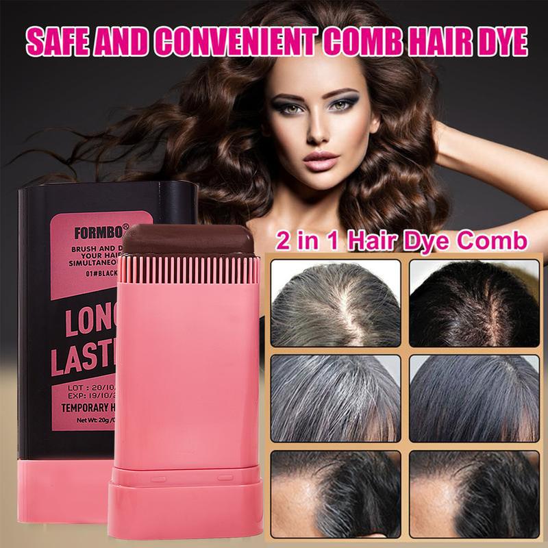 Hair Color Stick,Safe Convenient Comb Hair Dye Cream,Black Portable Hair Colouring,2-in-1 Color Correction Stick with Comb to Cover Gray and White Hair(three color, Black&BROWNISH BLACK &COFFEE COLOR)