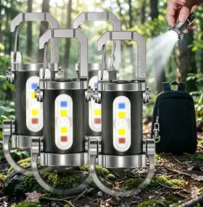 4PCS Mini LED Flashlight Strong Light Portable Flashlight, USB-C Rechargeable Keychain Light with Strobe and SOS Light for Camping, Hiking, Work, Travel, Outdoor fun Rechargeable Keychain Flashlights,High Lumen EDC Mini Flashlight, COB Keychain Work LED