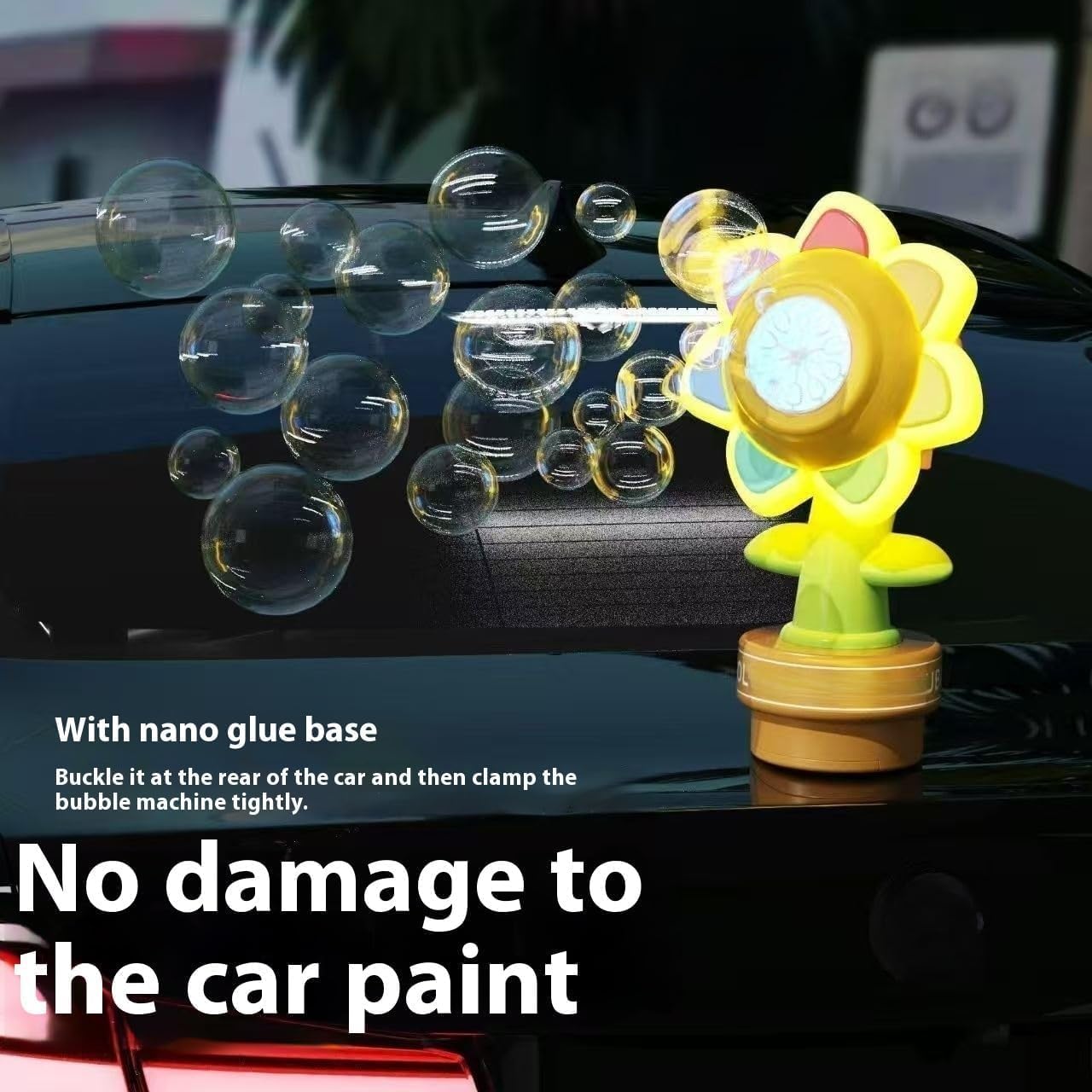Sunflower Bubble Machine, roof Remote Control Bubble Machine, can Shake with Light, Suitable for Cars, Electric Cars, Bicycles