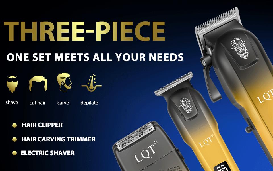 LQT Men's Cordless Hair Clipper & Beard Trimmer Kit, Rechargeable with LED, Complete Barber Tools for Home & Salon Grooming