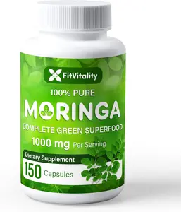Moringa Capsules| 150 Capsules| Moringa Oleifera | Pure & Natural| Non-GMO and Gluten Free Supplement | Complete Green Superfood | Moringa Leaf Extract Powder
