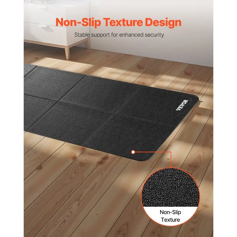 VEVOR Foldable Walking Pad Treadmill Mat, 1/4 Thick, 24x 68 Exercise Equipment Mat for Elliptical on Carpet Hardwood Floor, High Density PVC Floor Protector, Waterproof and Non-slip for Home Gym