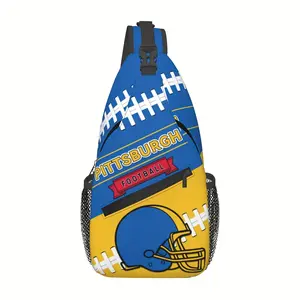 Large Crossbody Backpack with Pittsburgh Football Print - Durable Machine-Washable Multifunctional Chest Pack for Travel, Hiking, Cycling, Outdoor Fishing - Unisex for Men, Women & Youth, Sporty Design with Zipper Closure, Cycling Accessory, Youth Appeal,