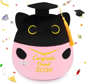 Graduation Black Cat Plush, 8 Inch Graduation Plush with Diploma Tassel Hat, Class of 2026 Graduation Stuffed Animal for Kids & Firends, High School College Kindergarten Graduation Gifts