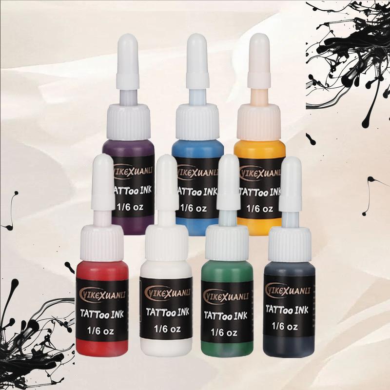 Professional Tattoo Ink Set: 7 bottles of different colors 5ml Bottles ...
