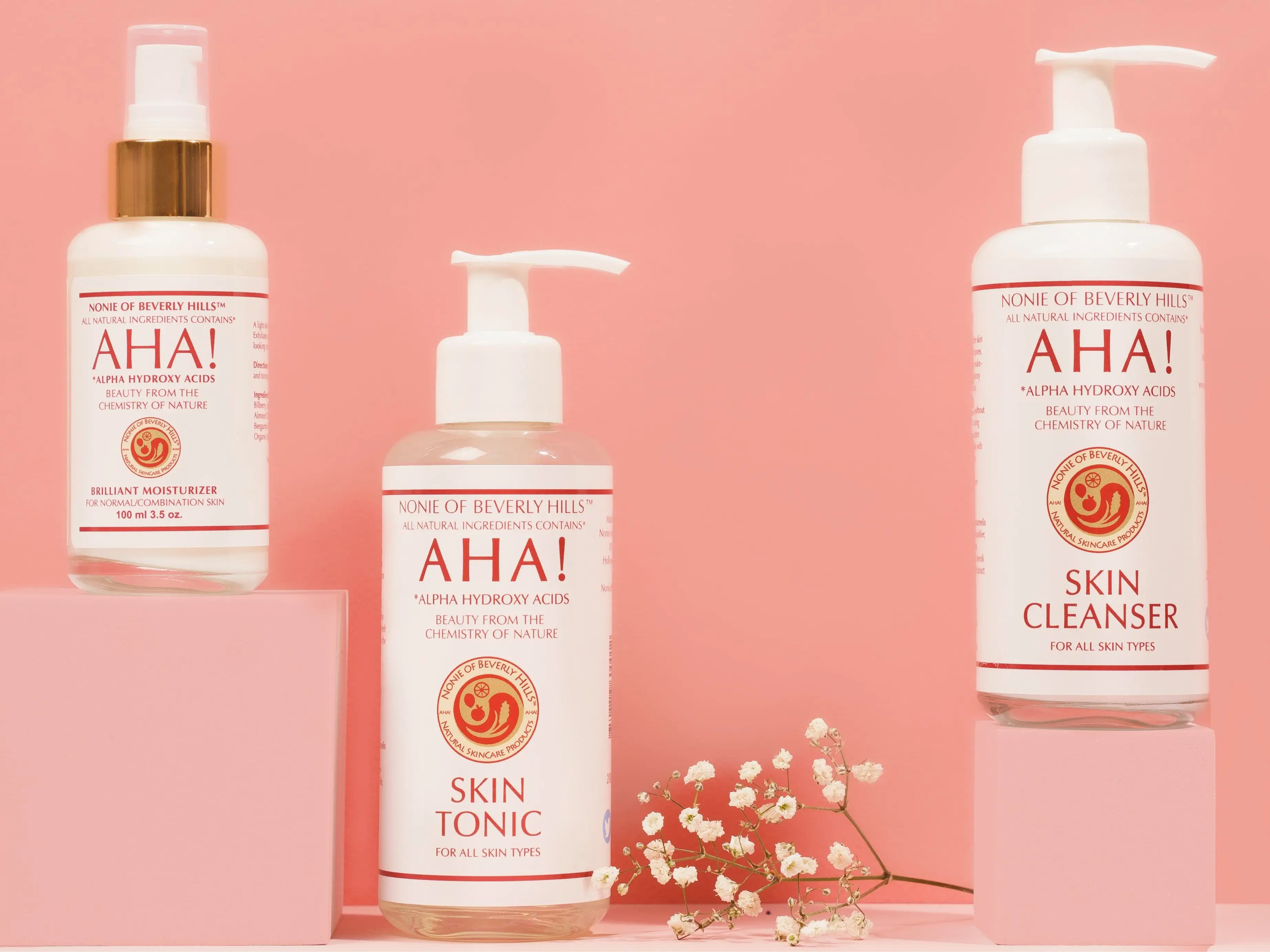 Nonie of Beverly Hills - AHA! CTM Collection | Cleanse, Tone, Moisturize | Complete Skincare Routine for Radiant, Balanced Skin Hydrating Set