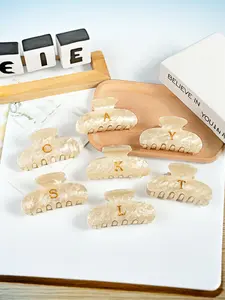 Romantic Vintage Glitter Acrylic Hair Clip, Letters, Personalized Clip Bling, Non-Slip Grip for Thick Long Hair, Perfect for Weddings & Gifts