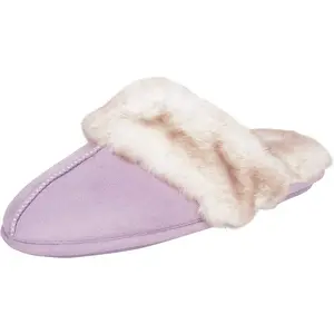 Jessica Simpson Women'S Comfy Faux Fur House Slipper Scuff Memory Foam Slip on Anti-Skid Sole