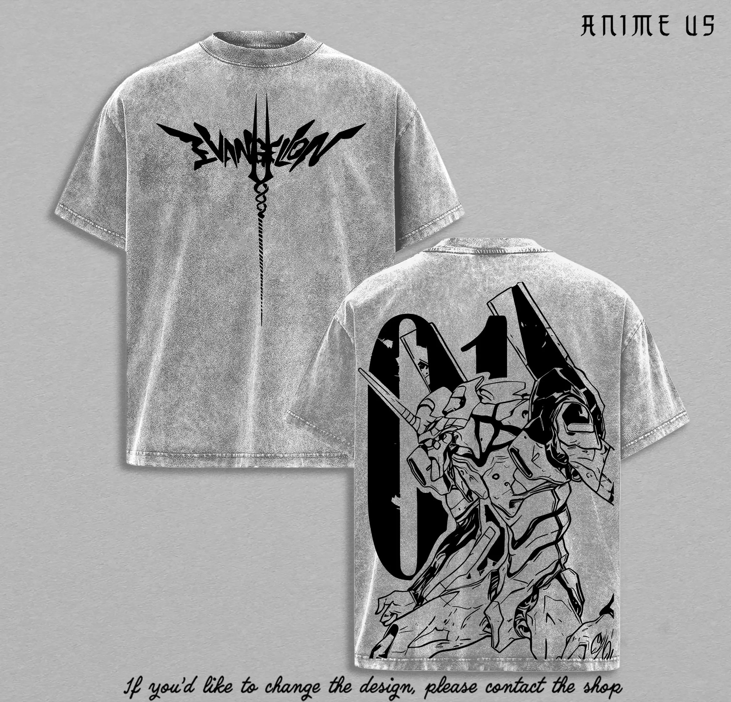 Evangelion Eva 01 T-Shirt, Vintage Acid Wash Anime Tee, Gothic Logo Oversized Graphic Shirt, Heavy Cotton 90s Mecha Streetwear Top, Unisex Casual Outfit, Gift for Anime Fans