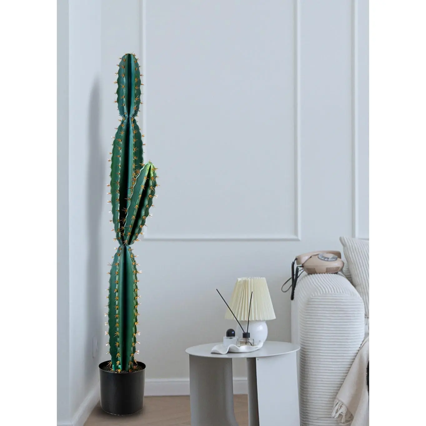 Faux Potted Cactus Plant, 10.5" Diameter & 51" Tall