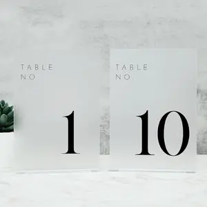 Frosted Wedding Table Numbers 1-10 with Stands, 5"x7" Frosted  Table Numbers,  for Wedding Reception, Party, Anniversary, Event (Black Font, 1-10, 5"x7")