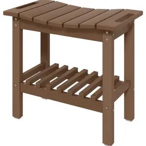 Elegant Brown Coffee Table that Doubles as a Shower and Storage Bench