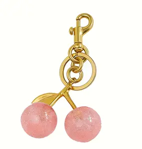 Cute Cherry Design Sparkly Bag Charm Fashionable BagKeychain for Women Girls Trendy All-match Exquisite Bag Charm for Birthday Gift Purse Accessories