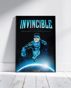 Invincible Comic Poster | Dark Superhero Wall Art, Gritty Space