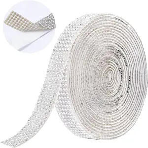 Self Adhesive  Rhinestone  RibbonRhinestone Decorative Sticker with 2mm Rhinestones,   Sticker for  Decoration or DIY Crafts (, 0.51 Inch x 3Yards)