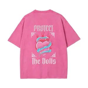 Washed T-shirt Summer Protect the Dolls Shirt Vintage Fashion Oversized T-Shirt Casual Baggy Streetwear Boyfriend Printed Tee Workout Short Sleeve Tops Unisex Fit Washed T-Shirt