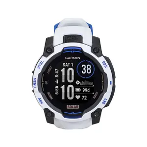 Garmin Instinct 3 Solar GPS Smartwatch 45 mm, Silicone Band (Whitestone with Whitestone/Bolt Blue)