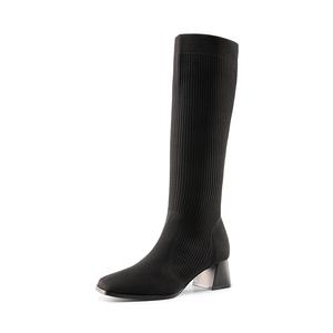 Dream Pairs Women's Square-Toe Block-Heel Knee-High Footwear - Soft Padded Insole, Breathable, Arch Support, Women's Walking Shoes
