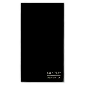 ViewPoint Black | 2026-2027 3.5 x 6.5 Inch Two Year Monthly Pocket Planner Calendar | Foil Stamped Cover | Organizing Task List Stationery Designer Trendy Fashion