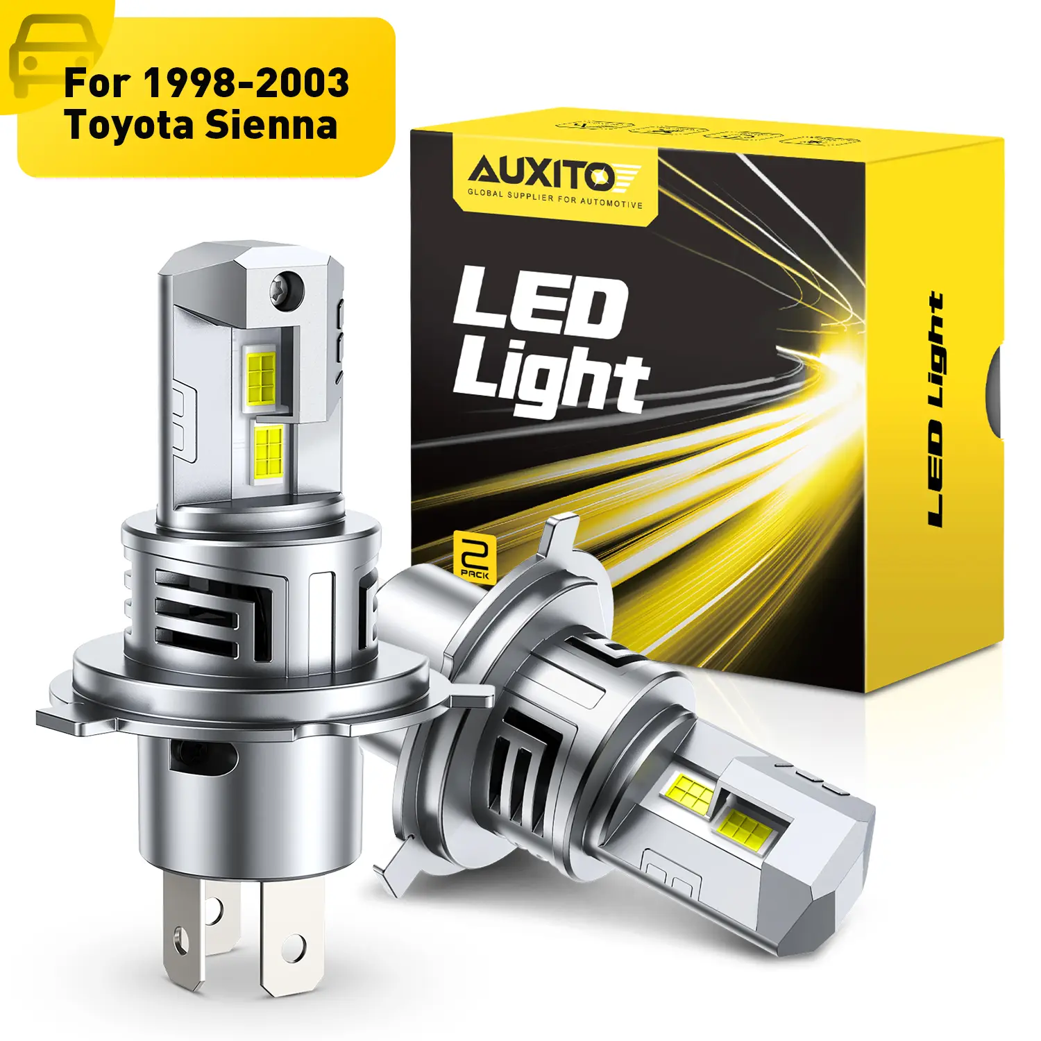 For 1998-2003 Toyota Sienna LED Headlight Bulbs-H4 9003 High/Low Beam LED Bulbs, 48000LM insane Brightness,6500K White,60,000Hrs Long Service Life with Cooling Fans,CANBUS Ready,No Flickering,Pack of 2