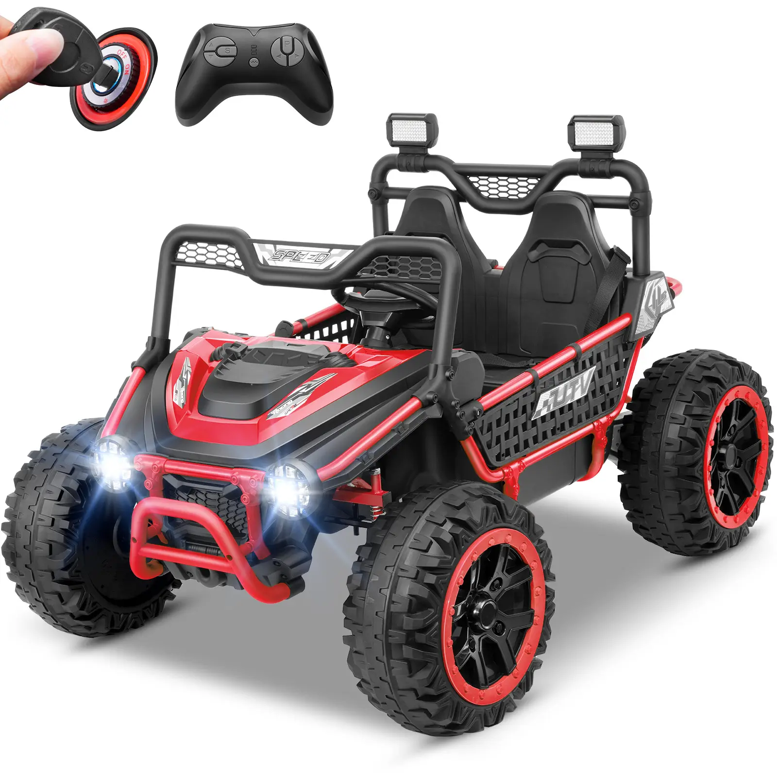 #backtoschool Hikole 24V Ride-On Toys for Big Kids – 2-Seater UTV Truck w/ Remote, Key Start, Metal Frame & Spring Suspension | Ages 4-8,SummerVibes Ride On Atv Ride On Wheels Ride On Car dirtbike,