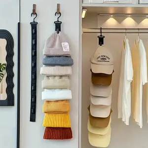 Hanging woven hair clip organizer with rotating hook and 8 clips; claw-clip hair clip organizer; women’s everyday essentials organizer; flexible hanging wall decor organizer cap rack