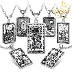 Eudora Tarot Card Necklace, Major Arcana Pendant, Spiritual Astrology Jewelry, High Priestess, The Sun, The Lovers, The Fool, Energy Healing Gift
