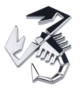 3D Scorpion Shape Metal Car Styling Rear Emblem Badge Decal - Silver, 2.7 inch x 2.4 inch, for Car & Motorcycle, Double Sided Heavy-Duty Foam Tape