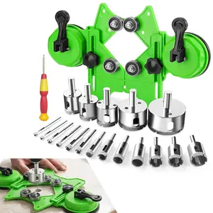 18 Packs Diamond Hole Saw Kit, Tile Hole Saw Kit with Double Suction Cup Guide, 6-50 mm Dry/Wet Drill Bits Set for Ceramic, Glass, Porcelain, Marble, Granite