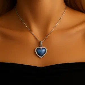 PEARLISM Heart Ma-Be Pearl Pendant Seawater Pearl Pendant Rare Color.S925 Sterling Silver Heart-Shaped Pendant. Elegant Jewelry Gift for Women.Unique Blue-Purple Glow.The color looks slightly different under different lighting.-ASMP006