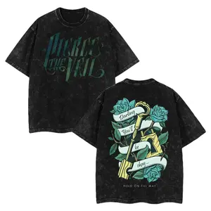 Pierce The Veil Graphic T-Shirt, Unisex Oversize Short Sleeve Vintage 90s Washed Cotton Rock Band Streetwear, Top, Tshirt