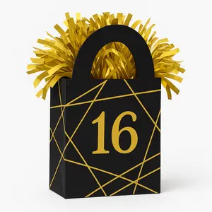 Elegant Sweet 16 Balloon Weight - Black & Gold Tote Design