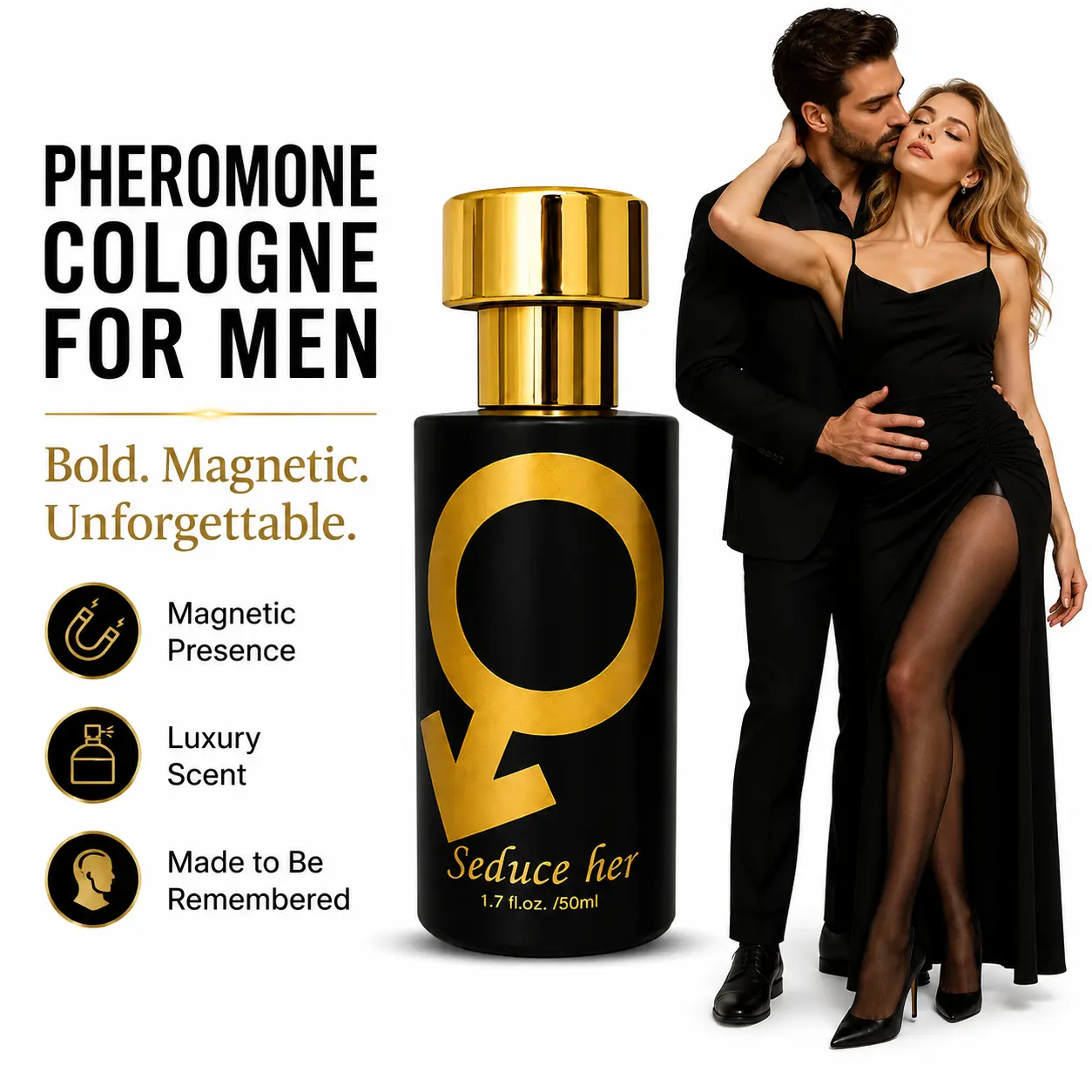 Pheromone Cologne for Men Long Lasting - Bold Magnetic Woody Scent Eau de Parfum, Masculine Fragrance for Date Night & Daily Confidence, Great Christmas Gift for Him