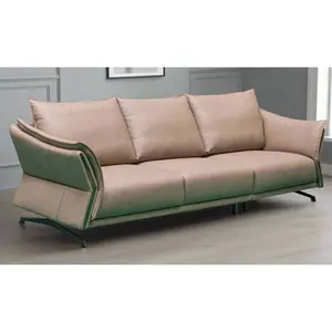 Klaussner Giada 3-Seater Brown Leather Sofa with Attached Back Cushion