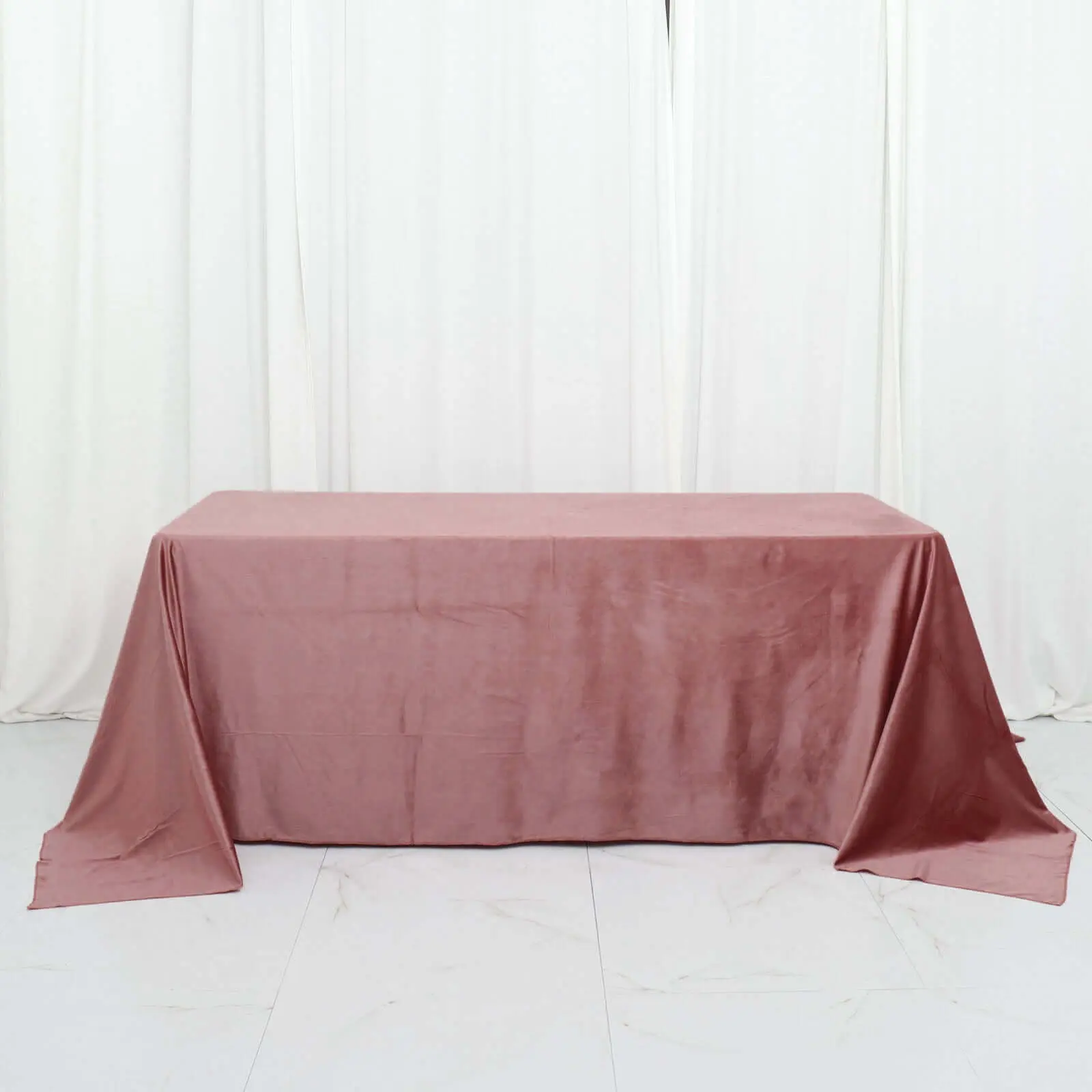 Premium Velvet Rectangle Tablecloth 90"x132" Dusty Rose - Soft Textured Feel Reusable Seamless Table Cover