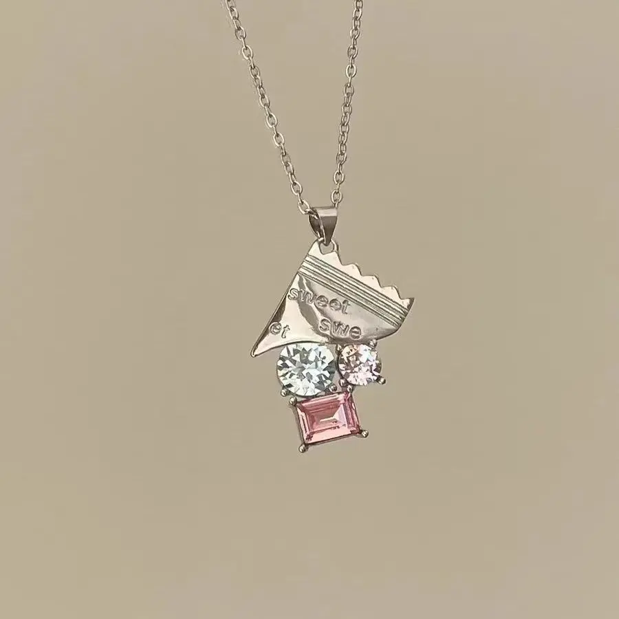 Summer dopamine candy fringed necklace, super flash sweet candy necklace women's fashion versatile pendant necklace