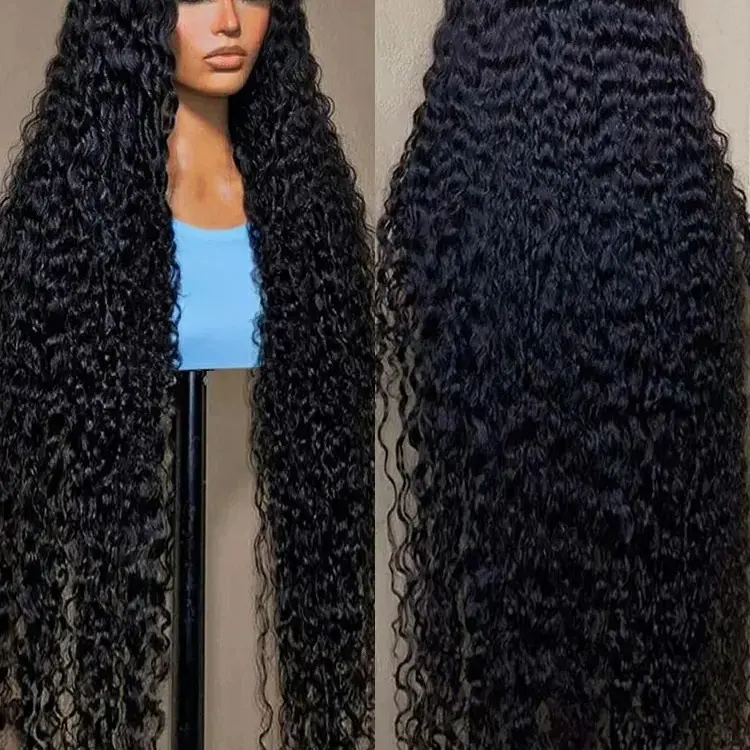 34 38 Inch Deep Wave Transparent Lace Frontal Wigs Human Hair 13x4 13x6 Water Curly Wave Lace Frontal Remy Hair Wigs For Women Curly Human Hair Wigs Pre Plucked with Baby Hair Nature Hairline #Dealsforyoudays