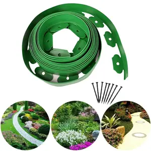 10m/393.7inch L-Type Garden Edge Barrier, Plastic Border Strip Comes with 30 spikes included, Ideal for Flower Beds, Parks, Lawns, and Courtyards