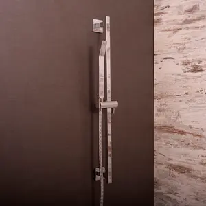 DAX Hand Shower Head with Square Adjustable Slide Bar, Stainless Steel Body, Chrome Finish, 23-5/8 x 2-3/8 Inches (DAX-9523)