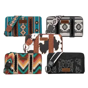 Wrangler Full Size Wallet Purse for Women Western Aztec Clutch Wristlet Wallet with Credit Card Holder