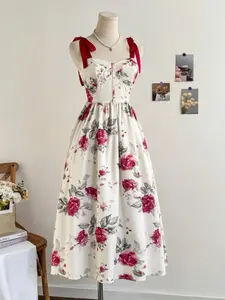 Women's Floral Print  Dress, Casual Sleeveless Strappy Dress for Party Holiday Wedding Guest, Ladies Clothes for Summer Womenswear