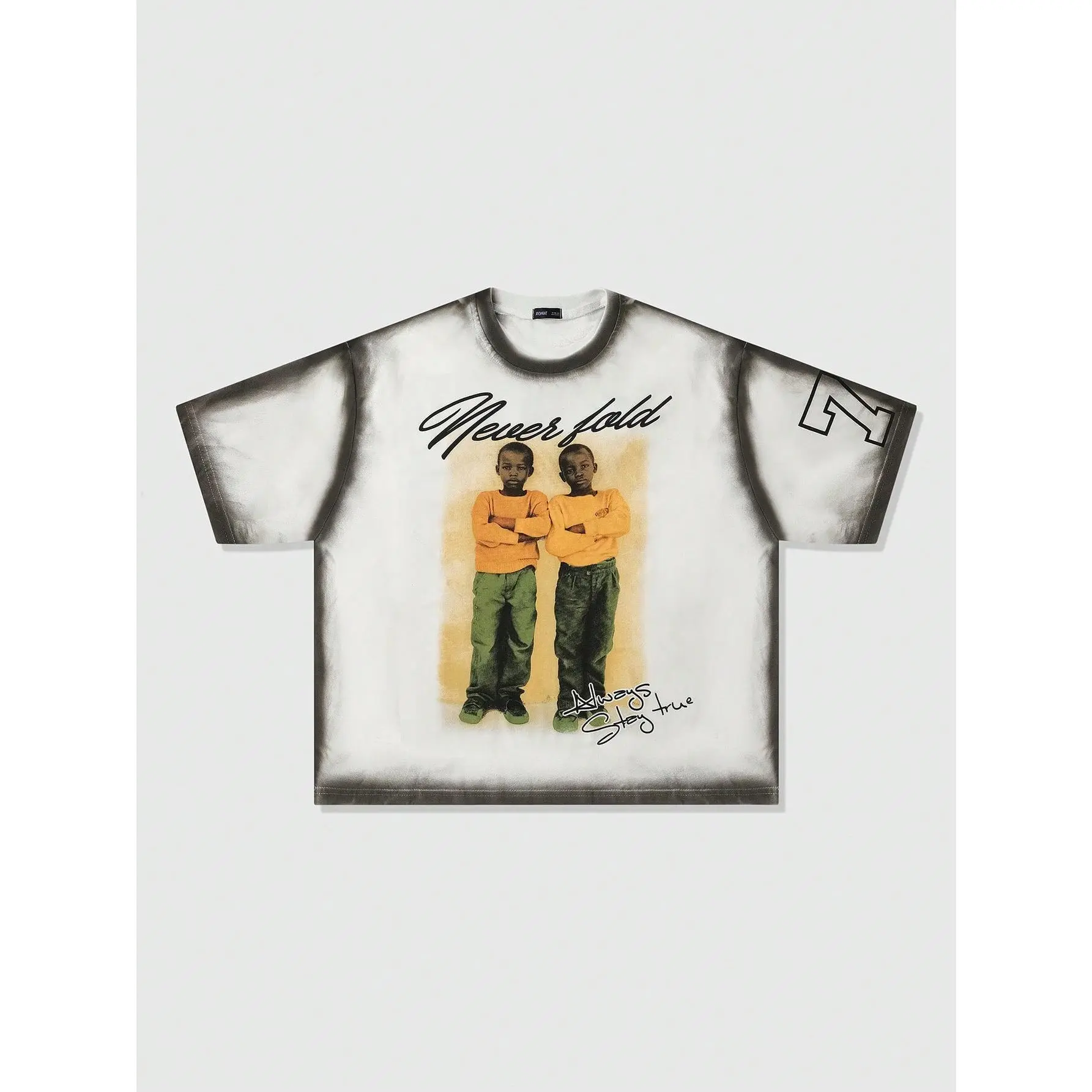 Men's Vintage Graphic T-shirt with Artistic Handpainted Print, Comfortable Loose Fit and Drop Shoulder Design, Fashion Apparel,back to school,back to school shopping, Men's T Shirts, Graphic Shirts