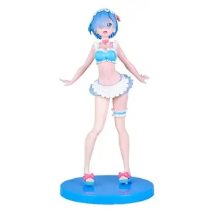 23CM Rem Anime Figure Re:Zero kara Hajimeru Isekai Seikatsu Kawaii Ram Crystal Wedding Dress Model PVC Doll Toys