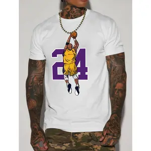 Men's Basketball Player Graphic Print T-shirt, Summer Trendy Athletic Short Sleeve Tees For Males, Stylish Casual Style