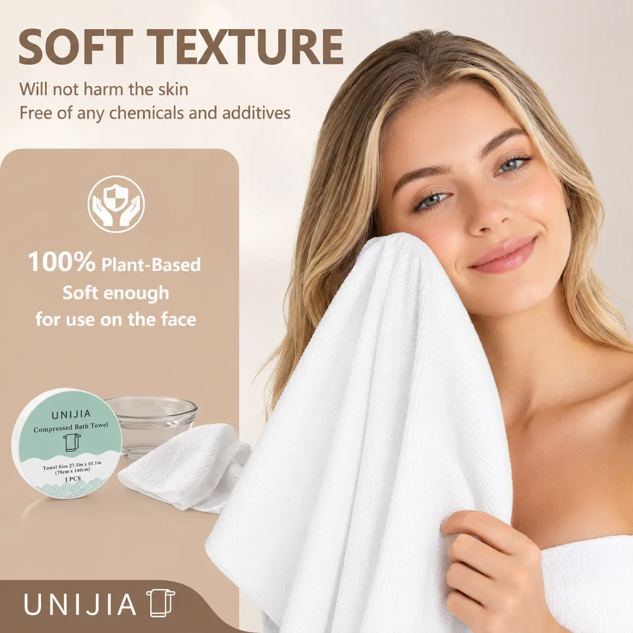 6-Pack Extra Large Compressed Bath Towels (27.5"x55.1") - Soft, Lint-Free, Absorbent, Lightweight, Splash-Resistant Disposable Body Wraps - Portable Oversized Washcloths for Travel, Hotel Use