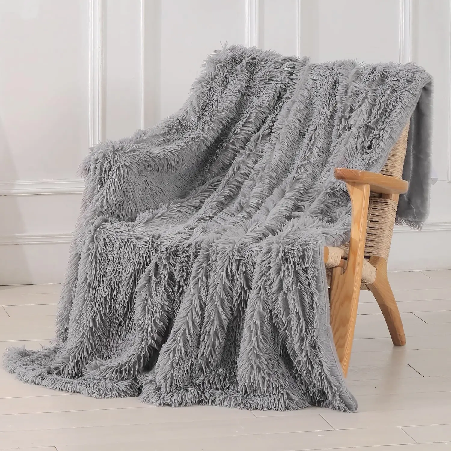 Luxury Long Hair Shaggy PV Fur Faux Fur Cute Color Decorative Oversized 60"x70"Throw Blanket