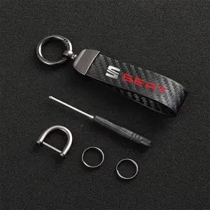 Carbon Fiber Leather Keychain Car Keychain Horseshoe Buckle Jewelry For Seat leon fr mk2 mk3 lbiza Altea