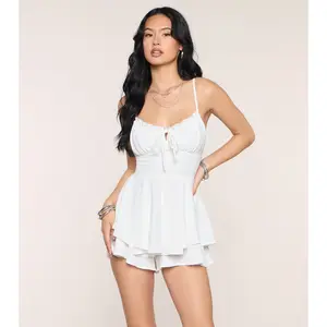 Weekend Lineup Tie-Back Ruffle Romper