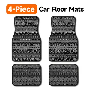 4PCS All Weather Car Floor Mats, Boho Mandala & Tribal Print Anti-Slip Floor Liners, Universal Fit for Cars SUV Truck, Aesthetic Car Accessories